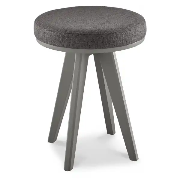 Oak Dark Grey Painted Dressing Table Stool Fabric Seat
