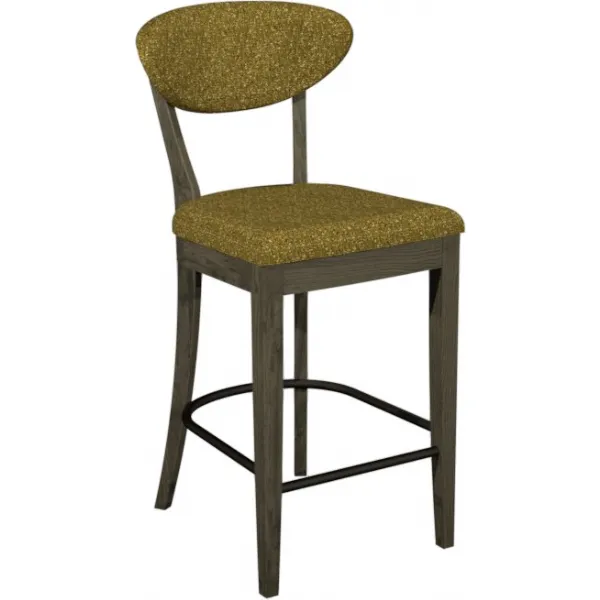 Mustard Fabric Upholstered Bar Stool Fumed Oak Frame