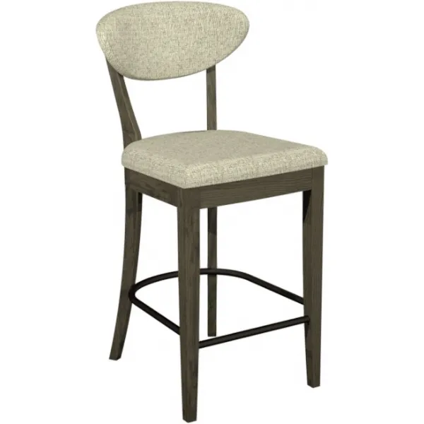 Oatmeal Fabric Upholstered Bar Stool Fumed Oak Frame