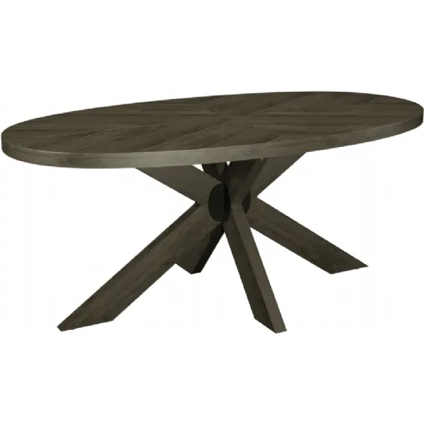 Fumed Oak 180cm Large Oval Dining Table Wooden Legs
