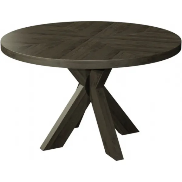 Fumed Oak 125cm Round Dining Table Wooden Legs