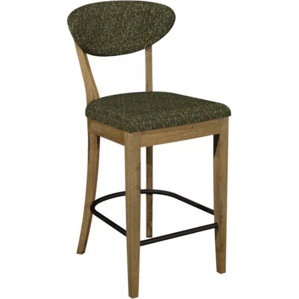 Green Fabric Upholstered Bar Stool Rustic Oak Frame
