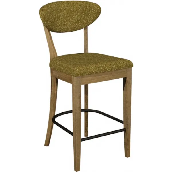 Mustard Fabric Upholstered Bar Stool Rustic Oak Frame