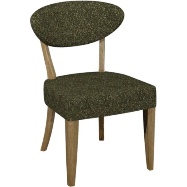 Green Fabric Upholstered Dining Chair Rustic Oak Frame