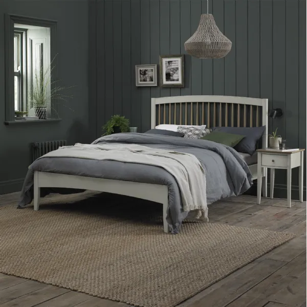 Scandi Oak Light Grey Painted 5ft King Size Bed