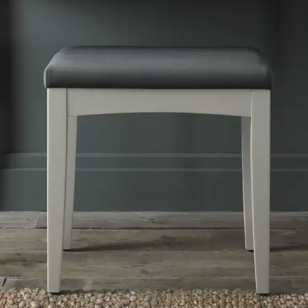 Light Grey Dressing Table Stool Grey Velvet Padded Seat