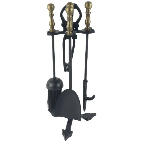 Companion Set Black, Antique Brass 42cm
