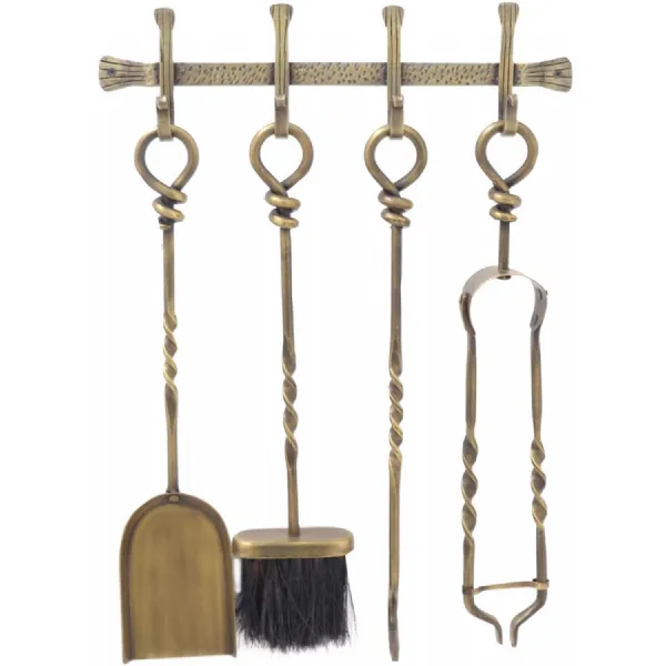 Hanging Companion Set Antique Brass 58cm