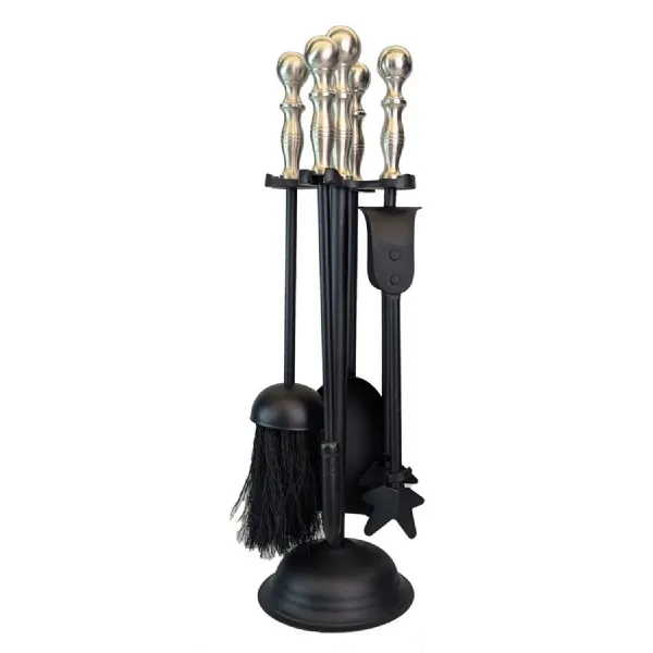 Fire Tool Set Black With Pewter Tops 39cm