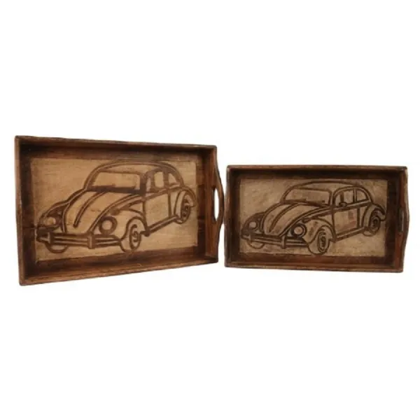 Set Of 2 Retro Car Design Trays 43cm