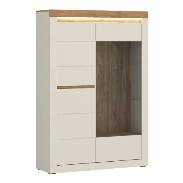 Naxxar Display Cabinet with 2 Doors (LH) in Cashmere and Stone Oak