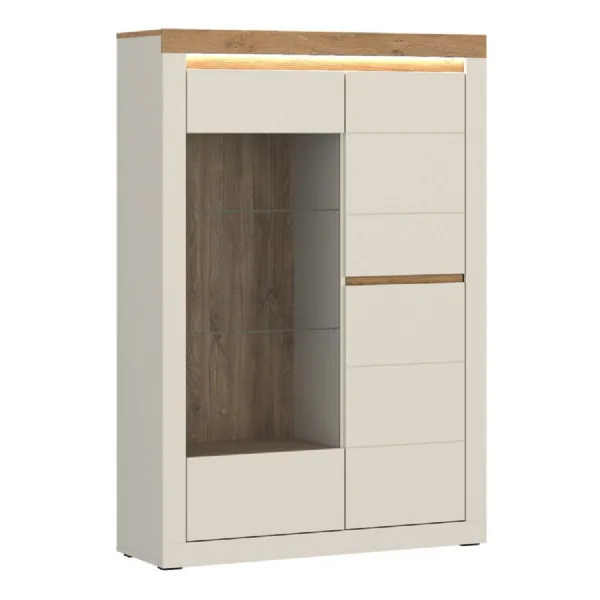 Naxxar Display Cabinet with 2 Doors (RH) in Cashmere and Stone Oak
