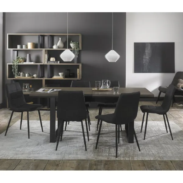 Oak Extending Table 6 Grey Leather Chairs Dining Set