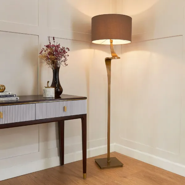 Antique Brass Finish Metal Floor Lamp