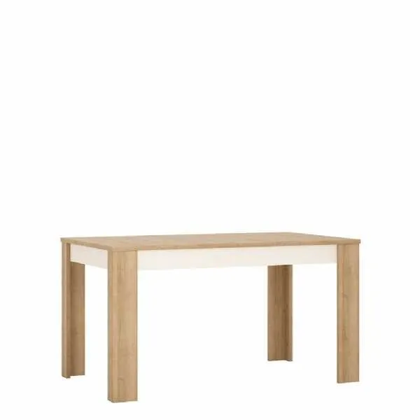 Modern Extending Dining Table 140 to 180cm Oak White High Gloss