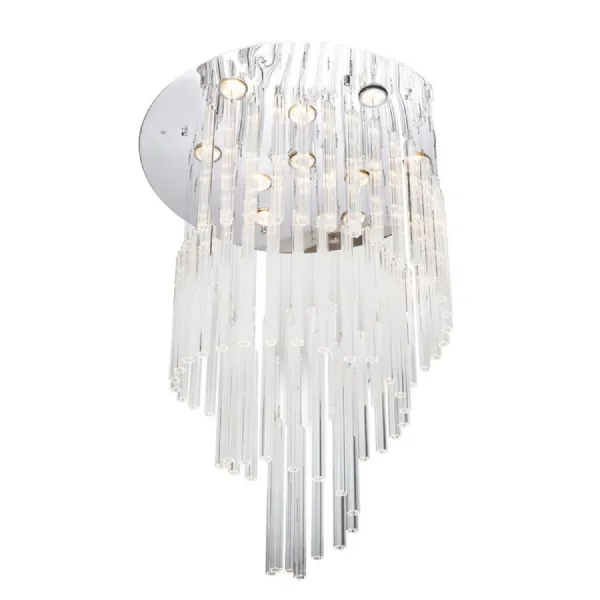 Crystal Spiral Tubes Ceiling Light with Nickel Support