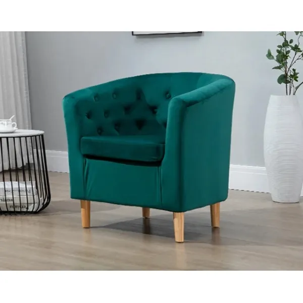 Soft Velvet Fabric Buttoned Tub Chairs
