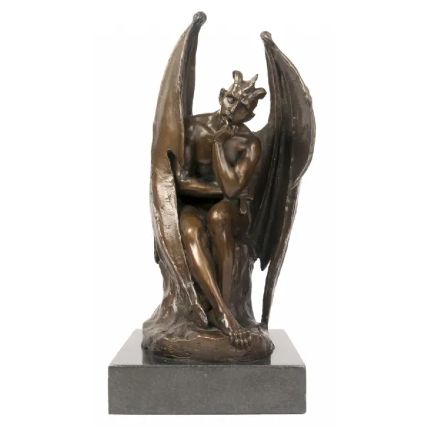 Cast Bronze Sculpture Devil Foundry with Marble Base 36cm