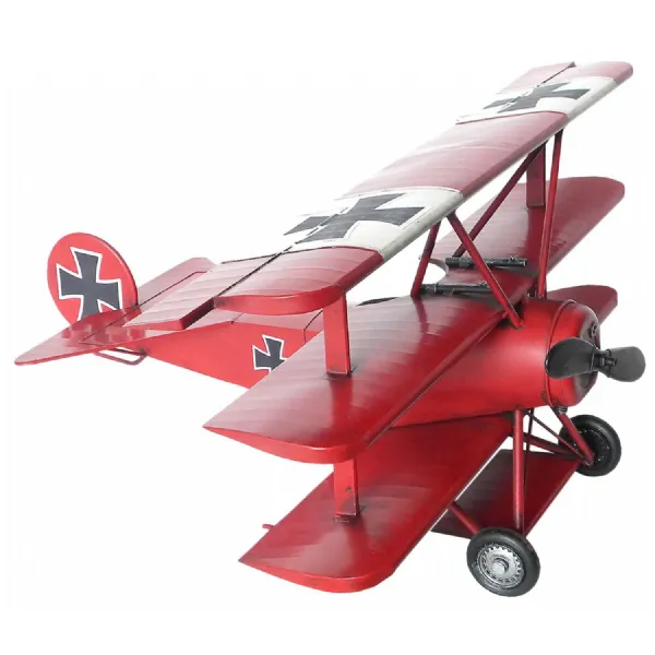 Red Metal Vintage Decorative Baron Plane Model 60cm