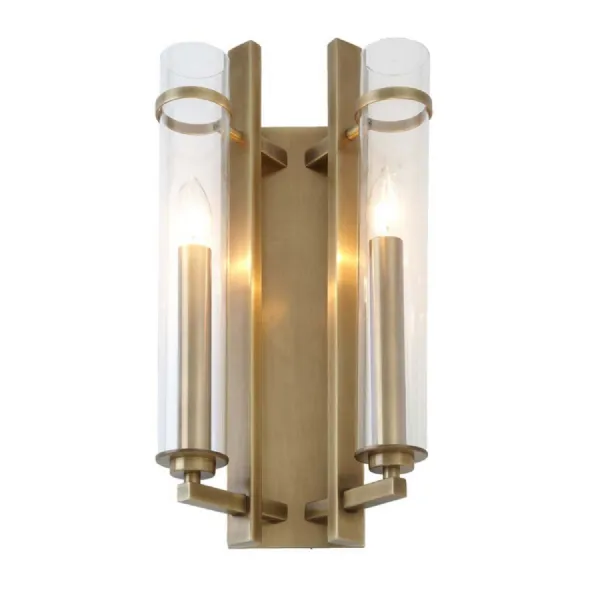 Antique Brass Metal 2 Light Wall Lamp