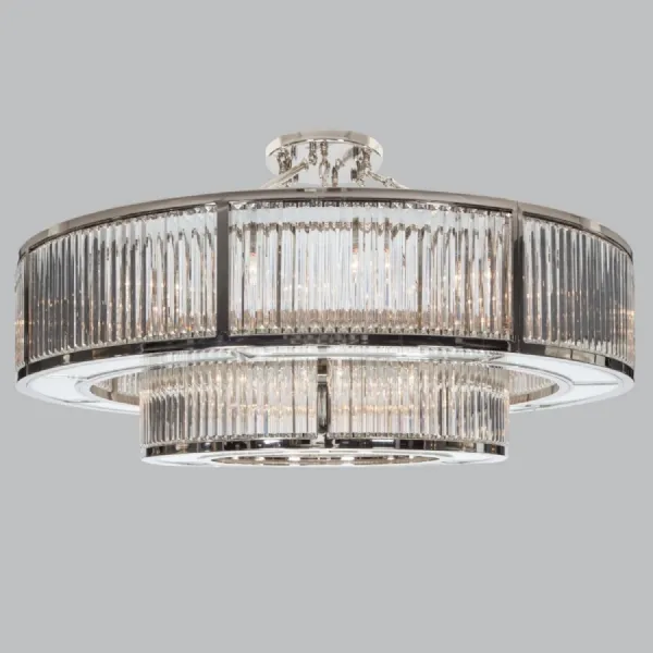 Nickel Metal 2 Tier Chandelier with Crystal Detailing