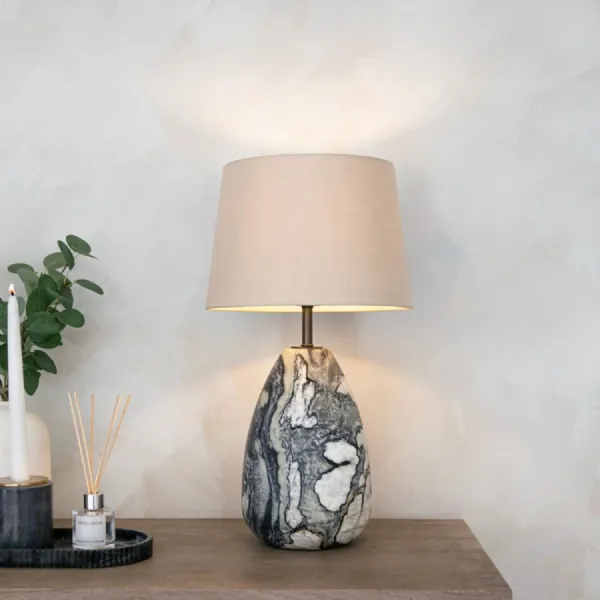 Grey Marble Table Lamp Dark Bronze Body Base Only