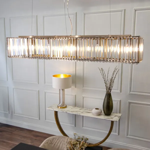 Bronze Metal And Crystal Over Dining Table Chandelier