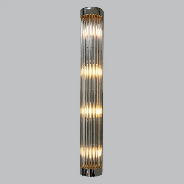 Single Glass Rod Detail Wall Lamp with Nickel Accent