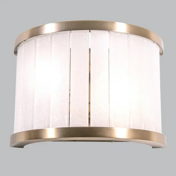 Bronze Metal and Alabaster Half Round Wall Lamp