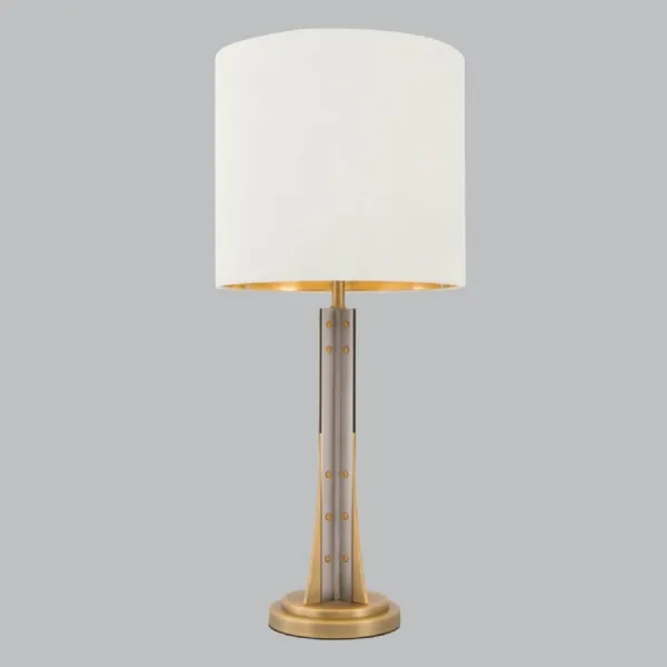 Brass Textured Gunmetal Table Lamp with Opal Shade