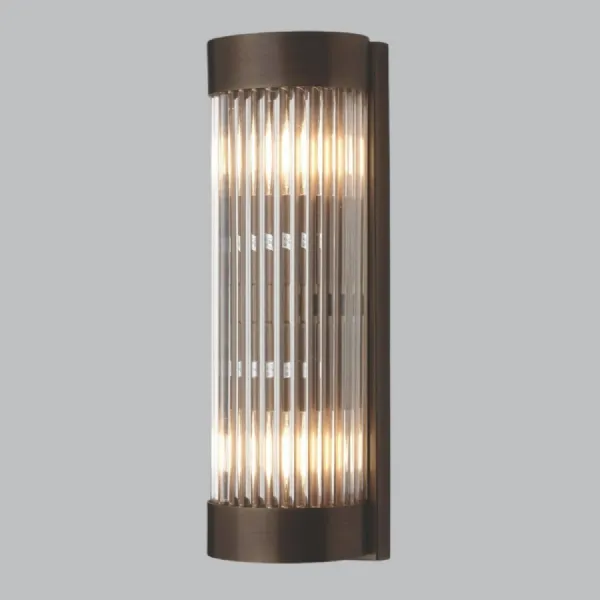 Dark Brass Metal 2 Lights Wall Lamp with Glass Shade