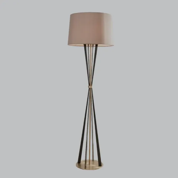 Antique Bronze Metal Geometric Based Floor Lamp