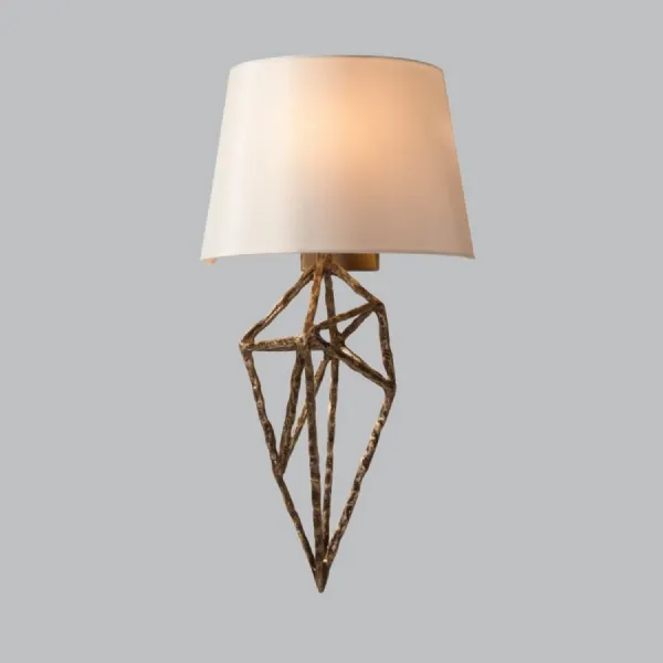 Brass Antique Metal Abstarcted Framed Wall Lamp
