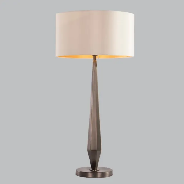 Brass Metal Table Lamp with Cream Fabric Shade