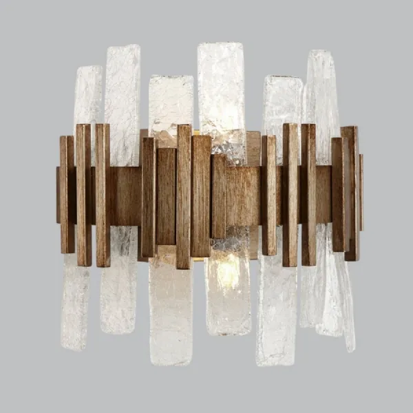 Gold Metal Wall Lamp with Glass Shade