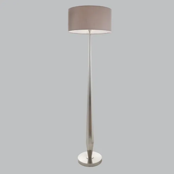 Nickel Metal Floor Lamp with Brown Shade