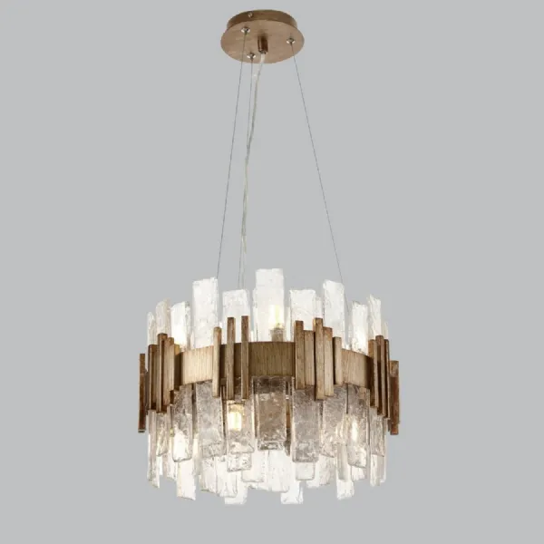 Gold Metal and Clear Glass Small Round Chandelier 41cm
