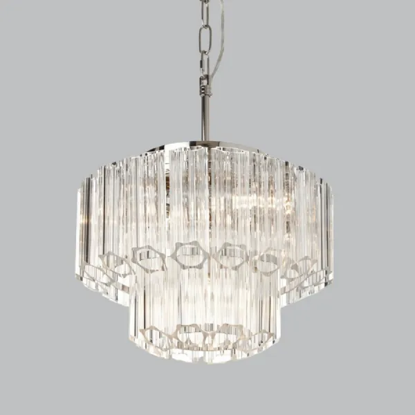 Glass Shades 4 Lights Small Chandelier with Nickel Support