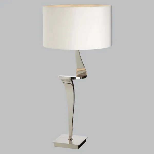 Nickel Metal Twist Design Table Lamp with Round Shade