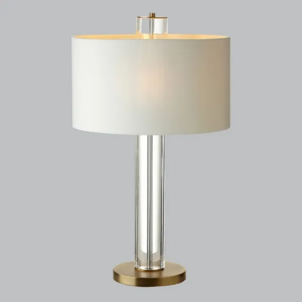 Brass and Crystal Sphere Table Lamp with Opal Shade