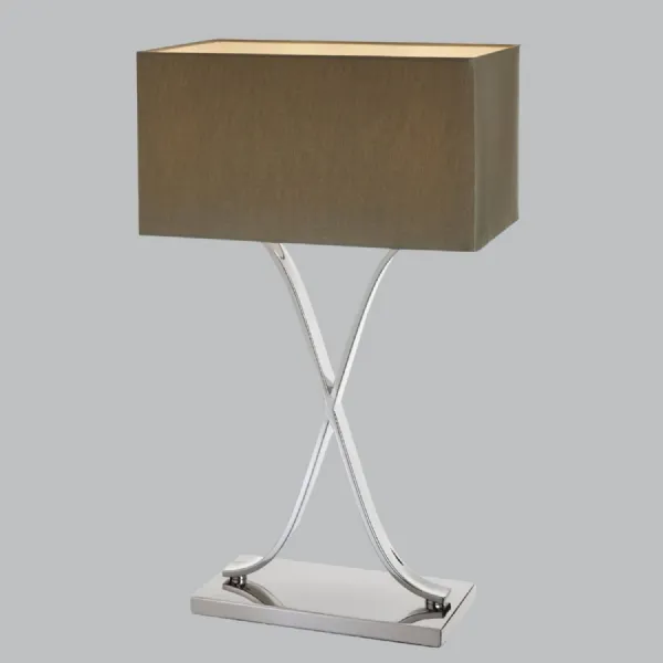 Nickel Metal X Shaped Table Lamp with Rectangle Shade