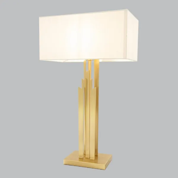 Skyscraper Designed Brass Metal Table Lamp Rectangular Shade