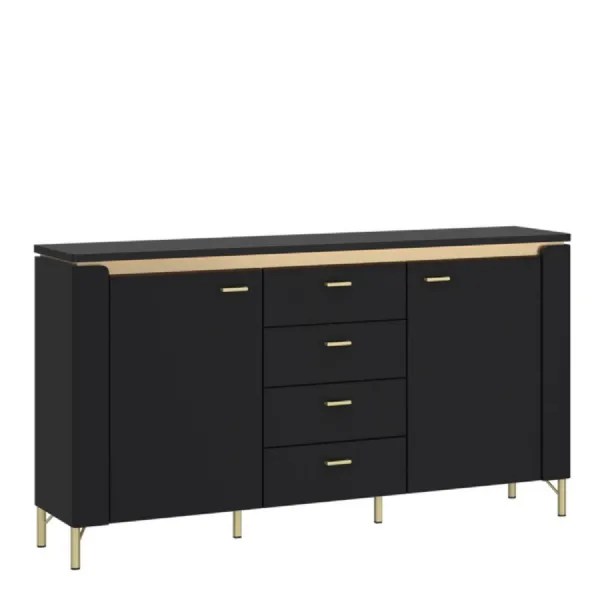Genoa Sideboard 2 Door 4 Drawer in Black Matt Gold