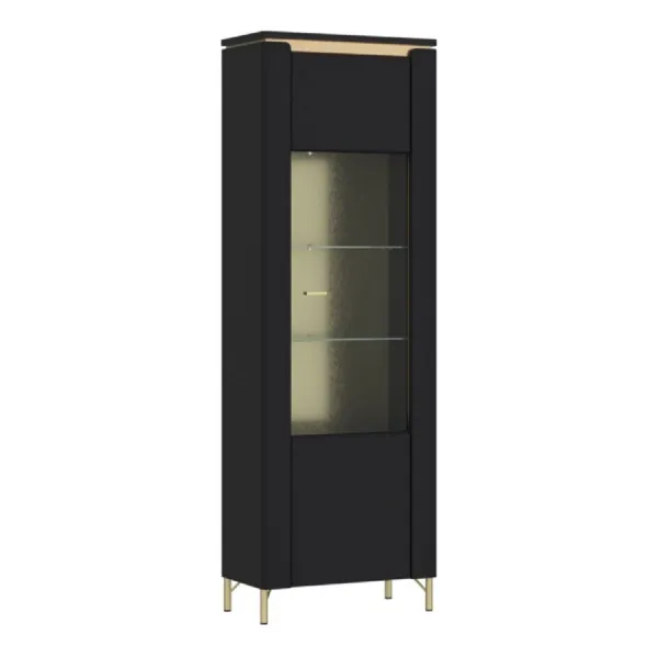 Genoa Vitrin 1 Door in Black Matt Gold