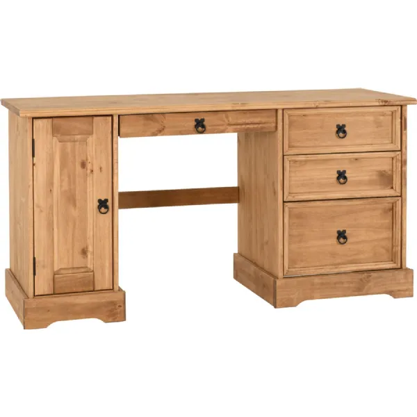Corona Computer Desk Distressed Waxed Pine