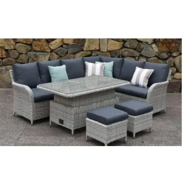 Roma Luxury Rattan Large Corner Set With Rising Table