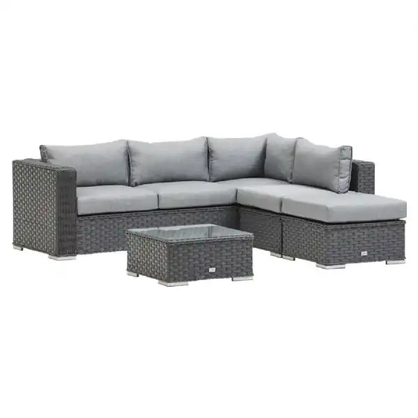 Homely Rattan Universal Corner Sofa Set in Grey