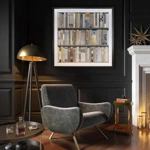 Multicoloured Library Framed Canvas Wall Art