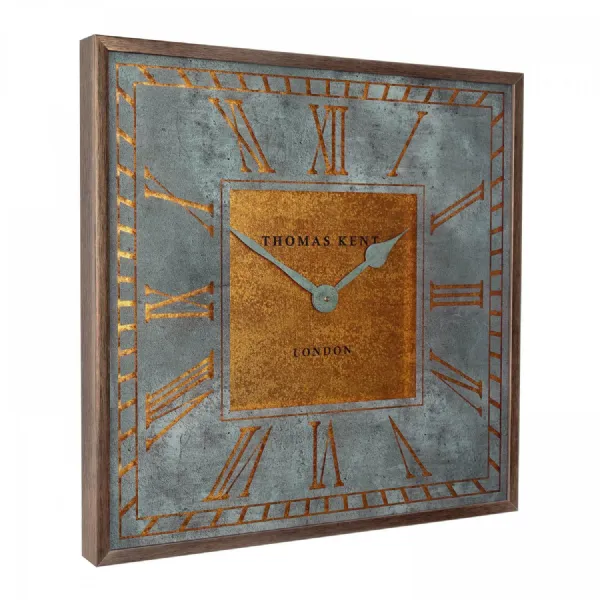Silver and Gold Thomas Kent London Grand 60cm Square Wall Clock