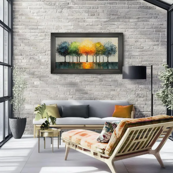 Multicoloured Ribbed Frame Canvas Wall Art with Textured Canopy